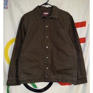 Alesbury Arlo Work Jacket Mens Medium Short Green Canvas Snap Shacket